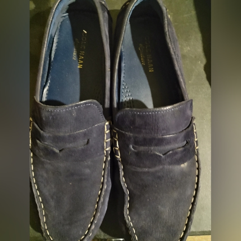 Cole Haan Mens Loafer Shoe Blue Suede Leather